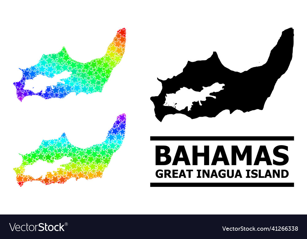 Spectrum gradient star mosaic map of great inagua