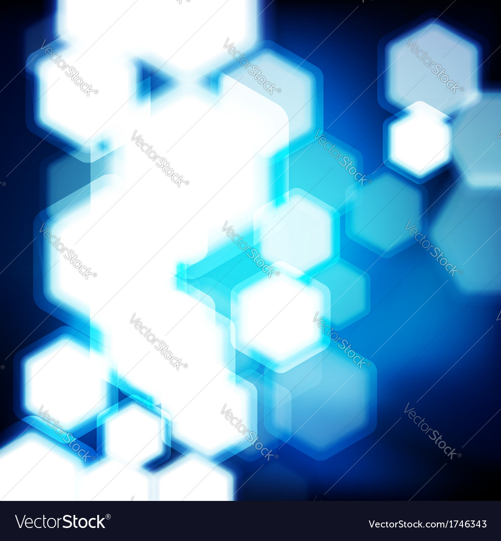 Abstract blue background with hexagons bokeh