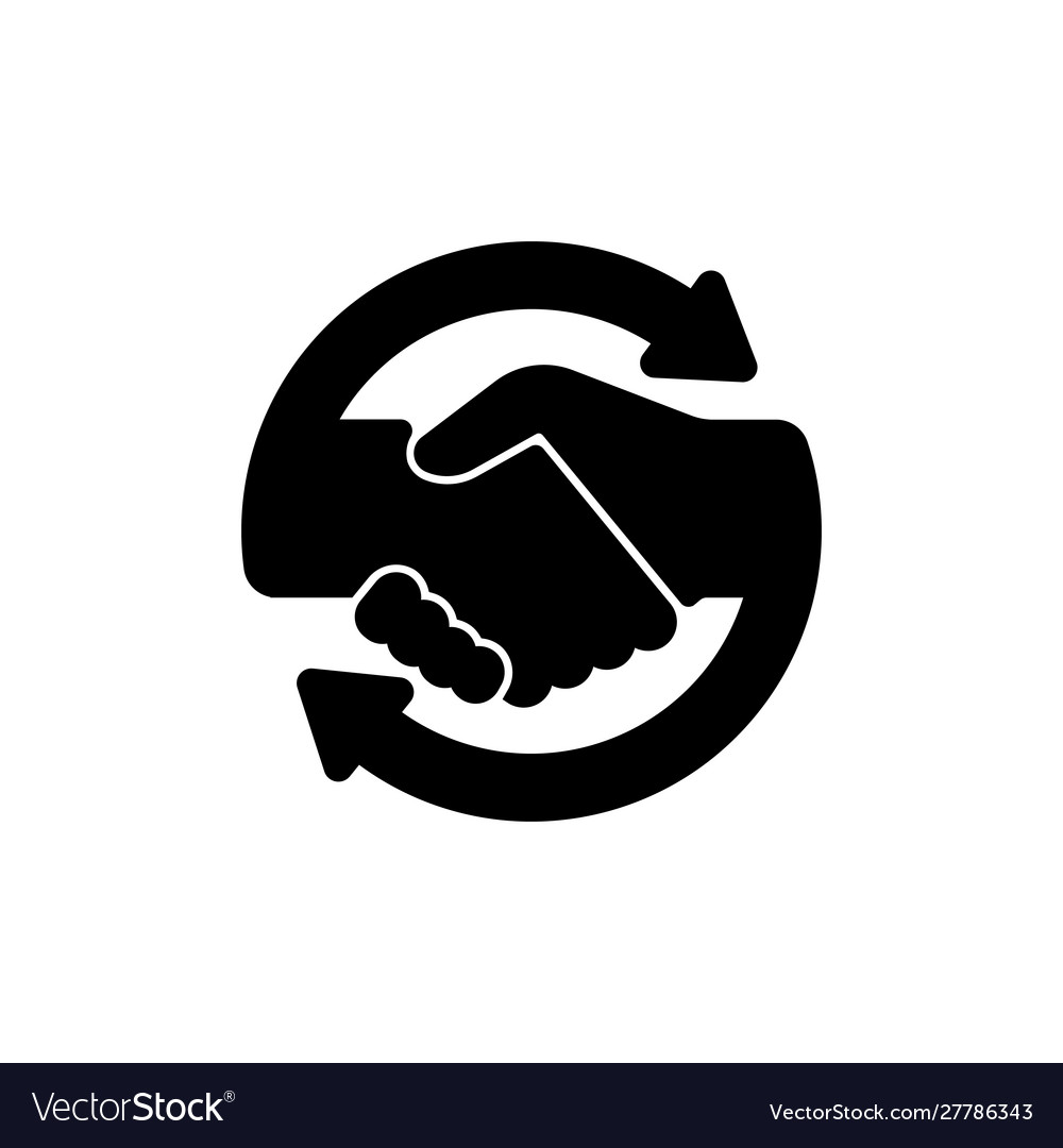 Black icon handshake with arrows background