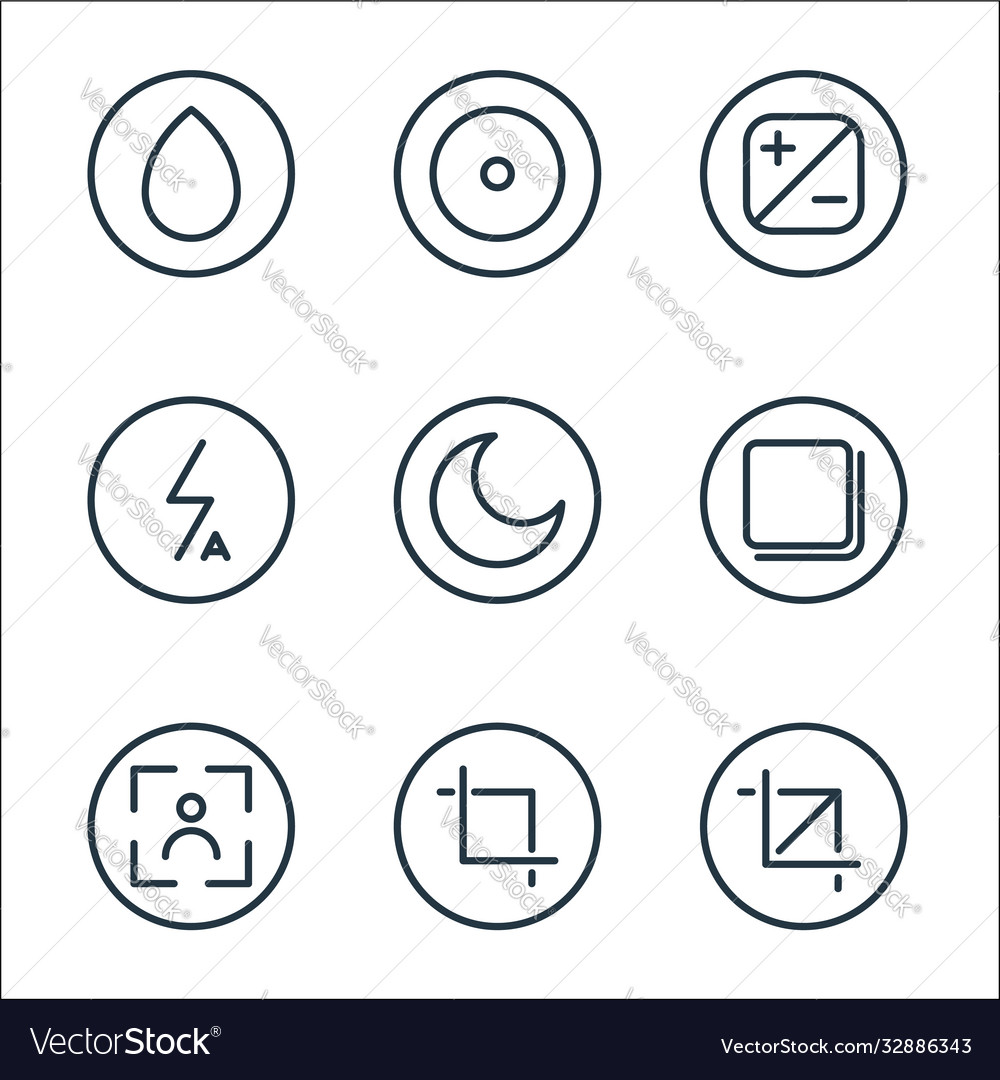 Camera line icons linear set quality