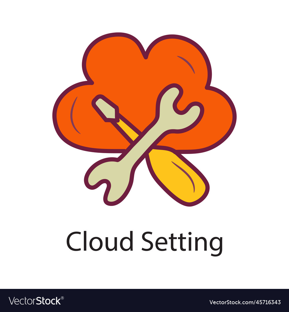 Cloud setting fill outline icon design