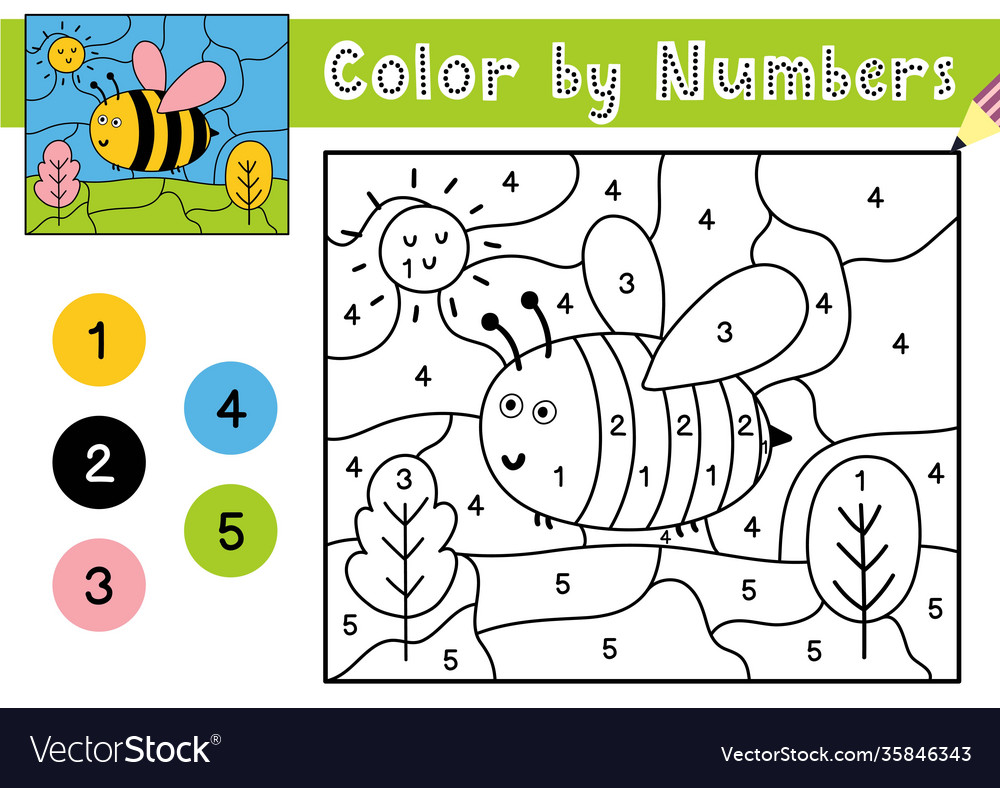 Color Number Game For Kids Coloring Page Vector Image