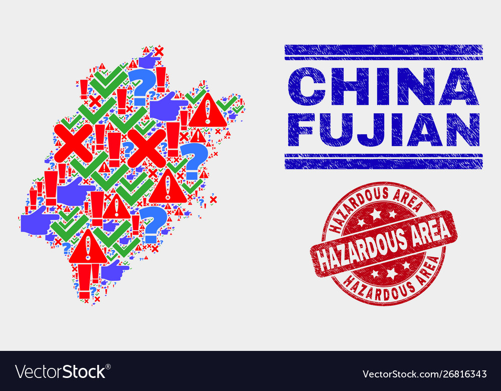 Composition fujian province map symbol mosaic