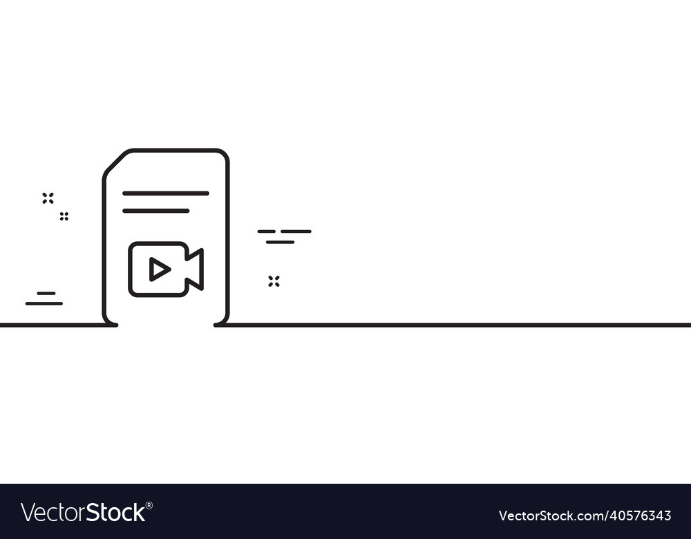 Document with video line icon vlog file sign vector image Document with video line icon vlog file sign