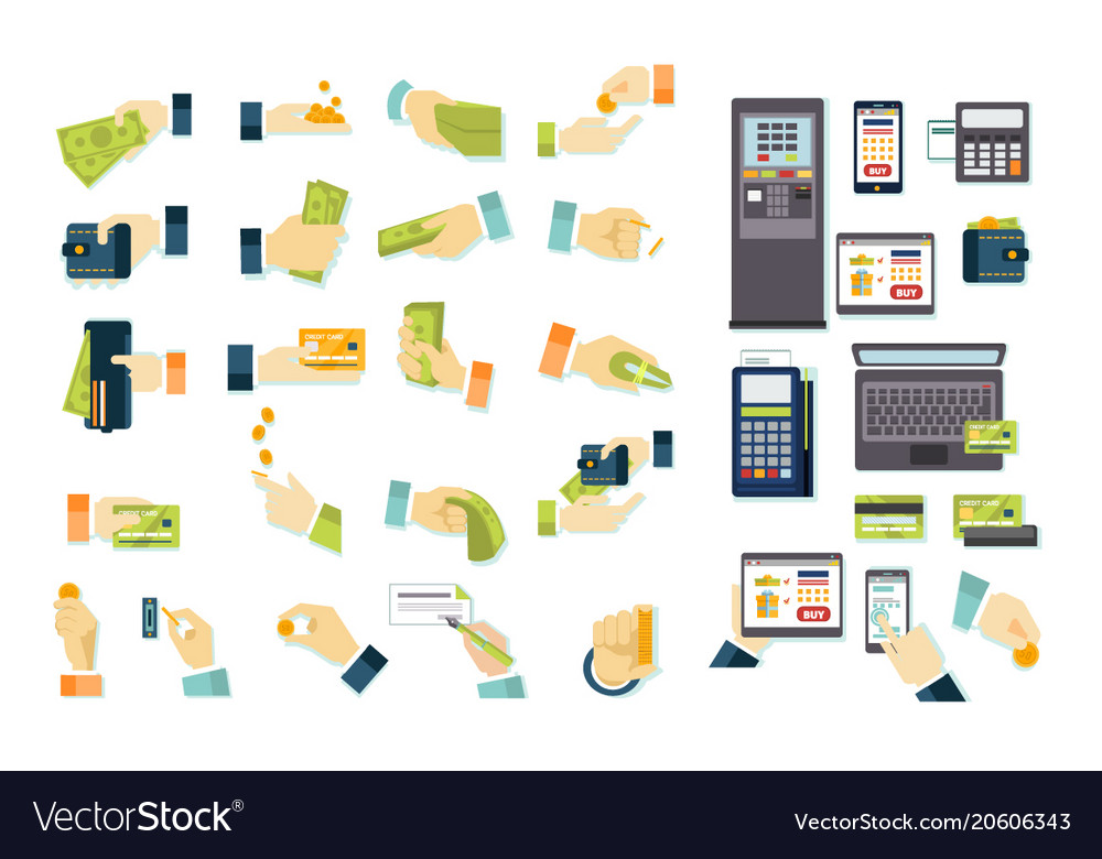 Finanzen und Banking Icons Big Set Geld in der Hand