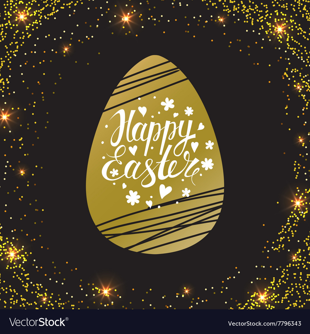 Golden background with glitter and Easter Vector Image