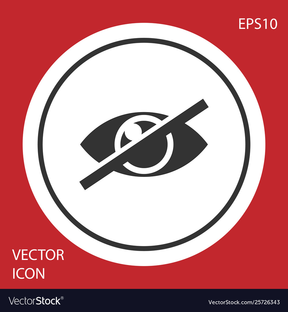 Grey invisible or hide icon isolated on red vector image Grey invisible or hide icon isolated on red