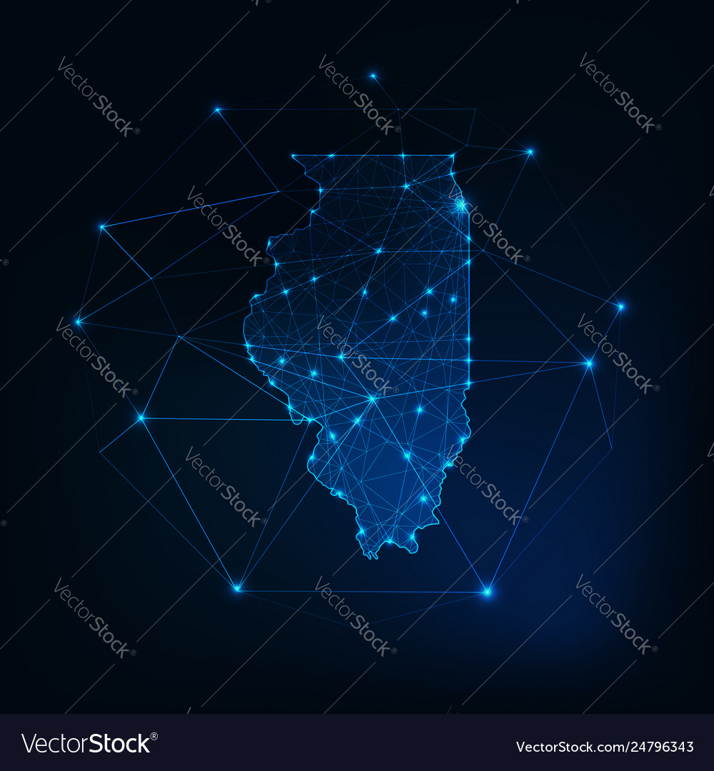 Illinois state usa map glowing silhouette made Vector Image