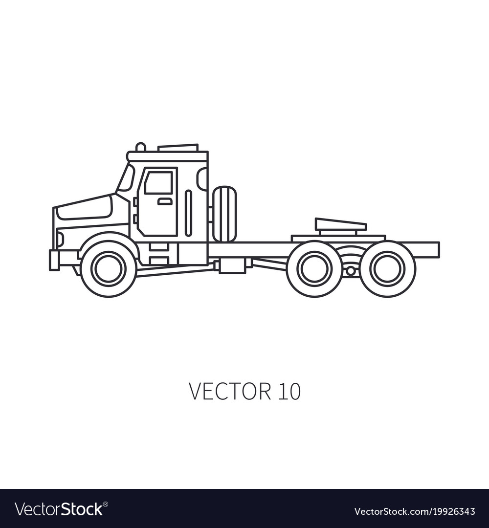 Line icon construction machinery truck