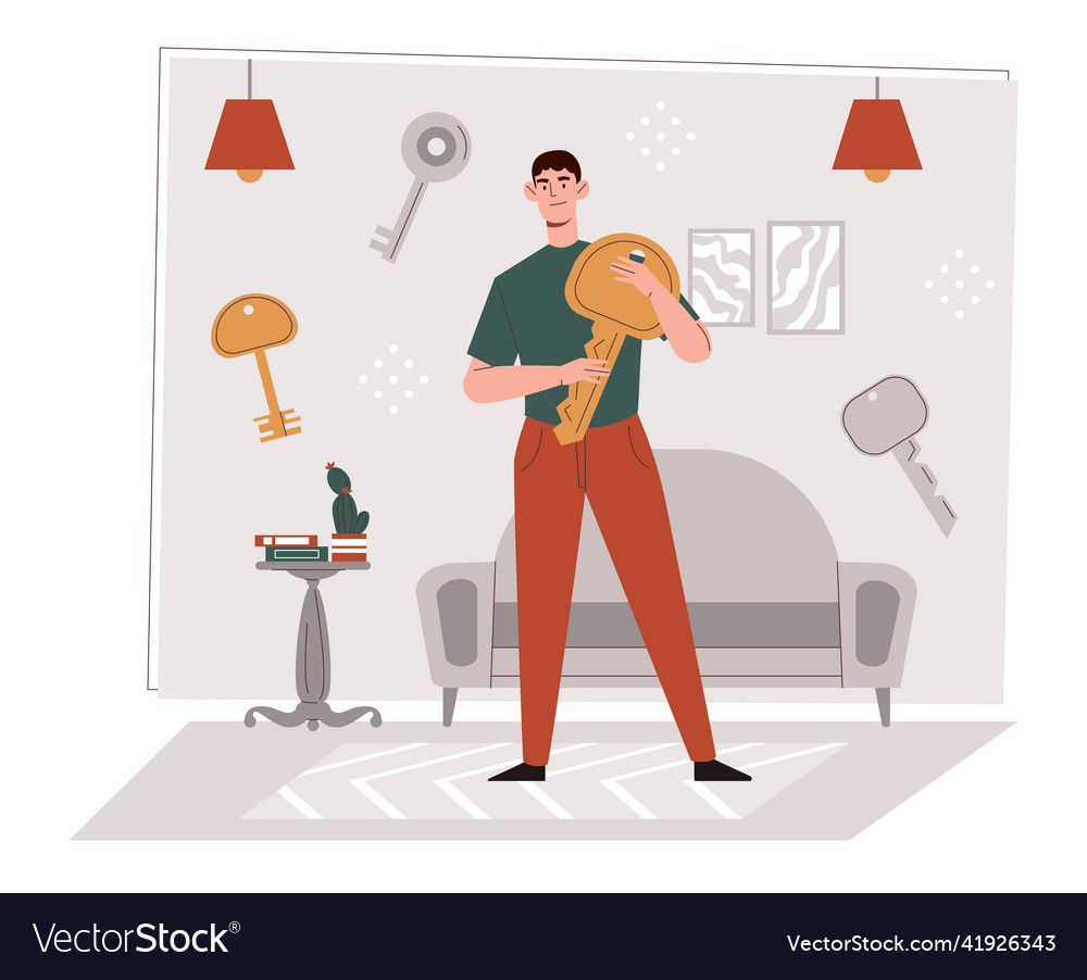 Man holding key Vector Image Man holding key