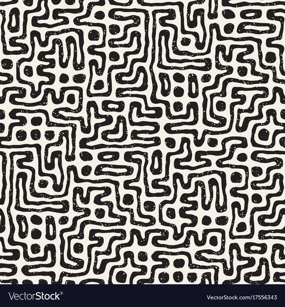 Seamless pattern with maze lines monochrome