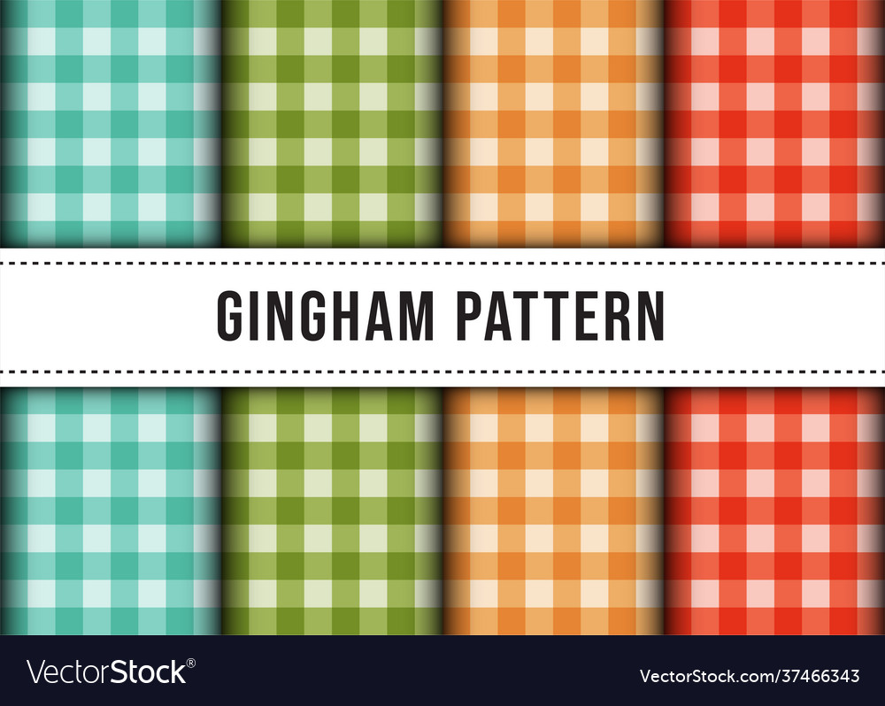 Set collection checkered gingham pattern vector image Set collection checkered gingham pattern