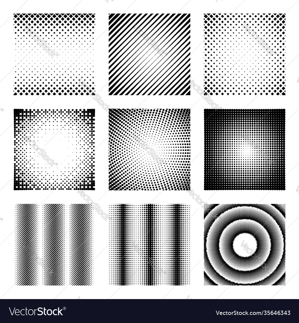 Set halftone elements monochrome abstract