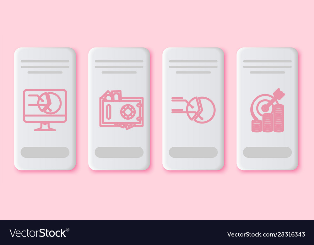 Set line computer monitor with graph chart safe vector image Set line computer monitor with graph chart safe