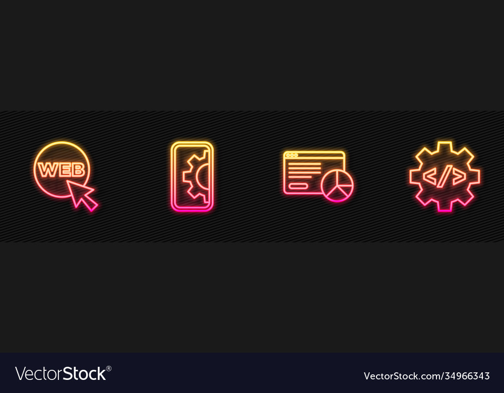 Set line website statistic and graphic design vector image Set line website statistic and graphic design