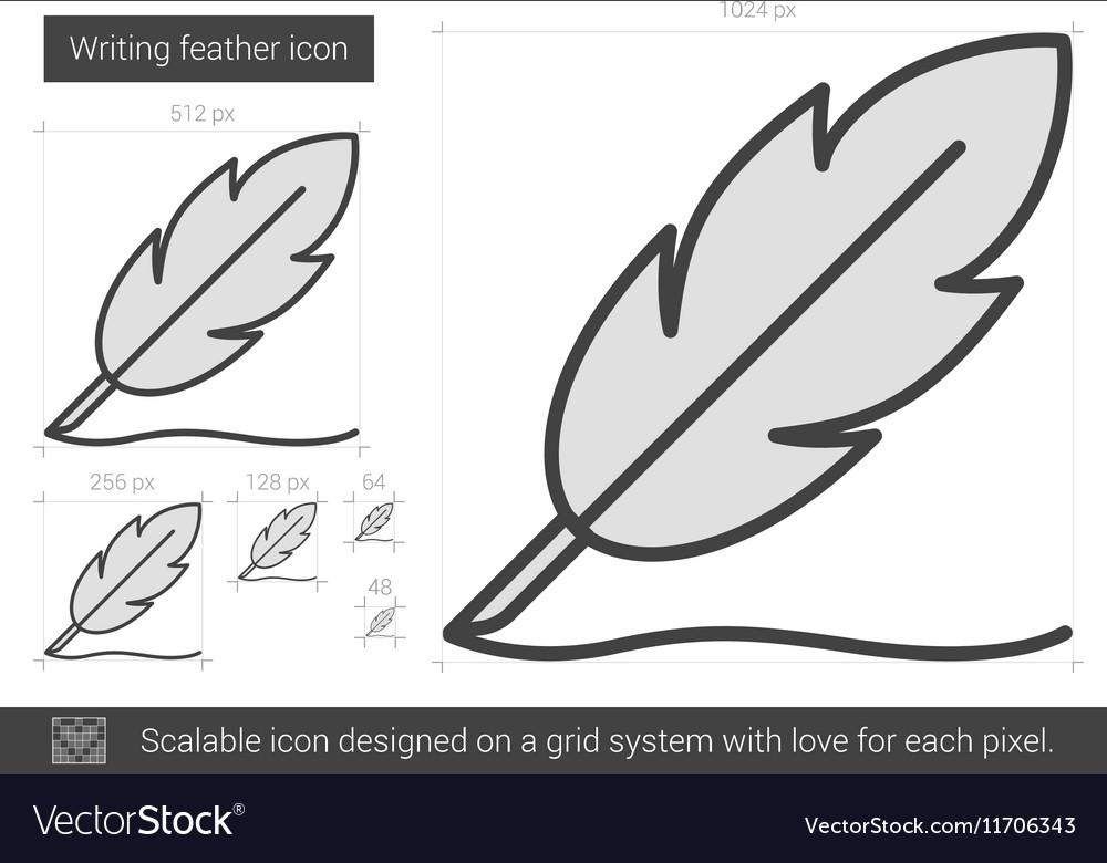 Writing feather line icon