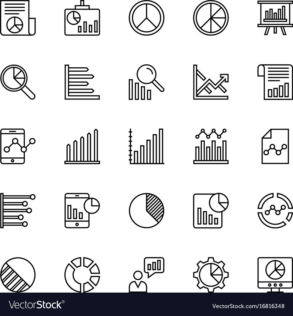 Business charts and diagrams line icons 3