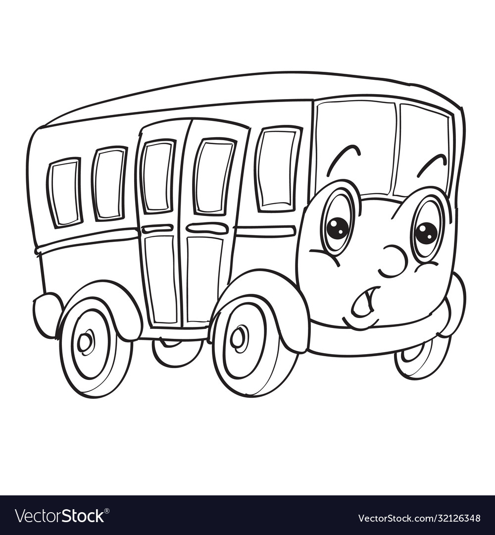 Emotional bus character sketch isolated object