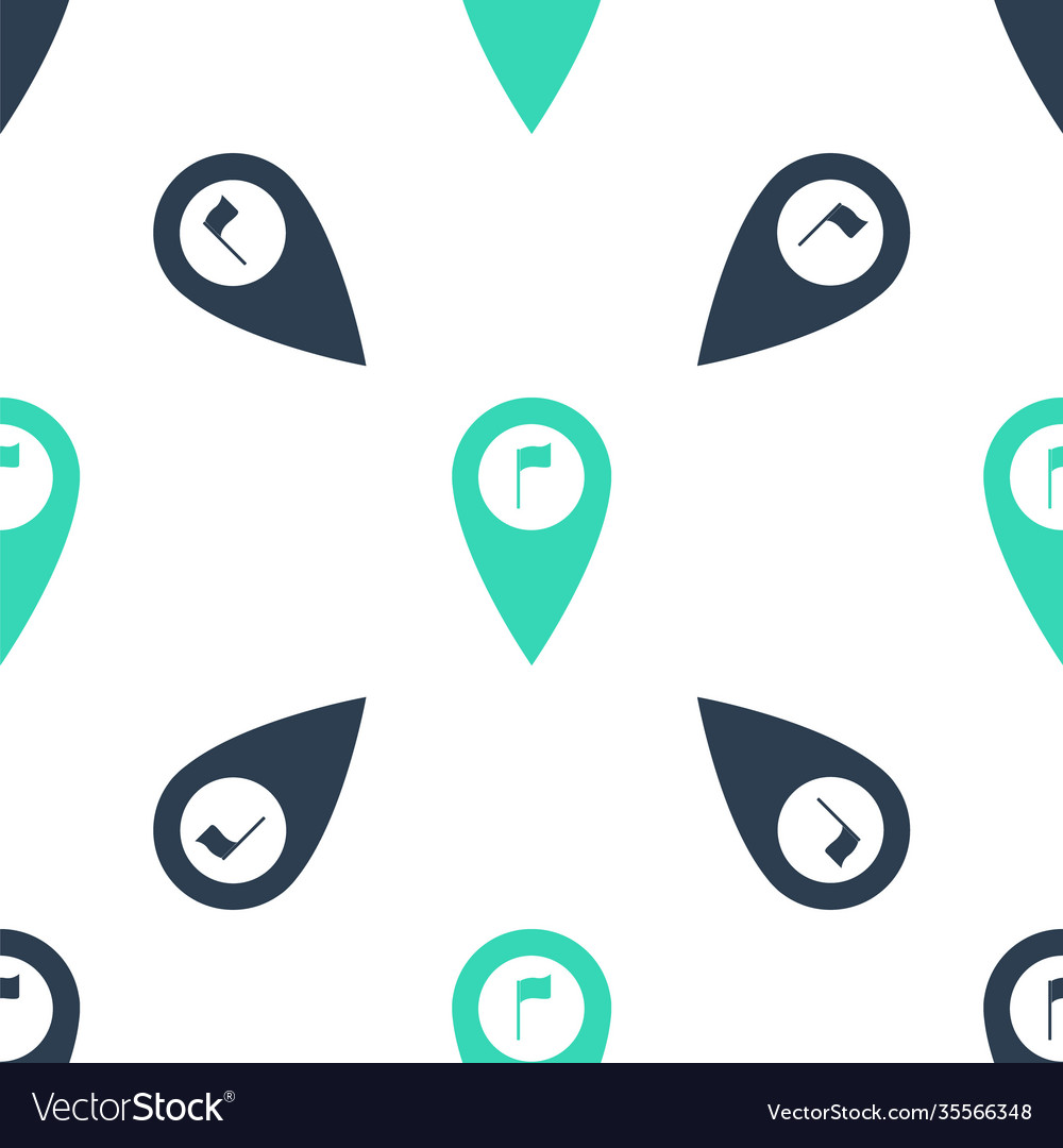 Green map pointer with golf flag icon isolated