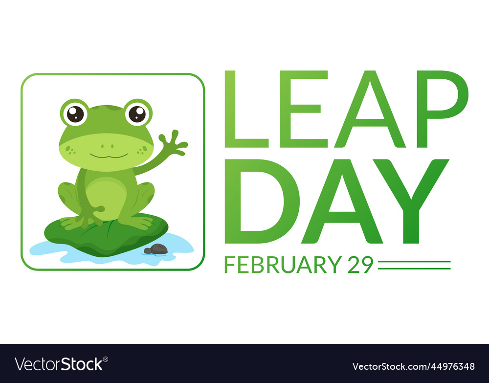 Happy leap day on 29 february with cute frog Vector Image