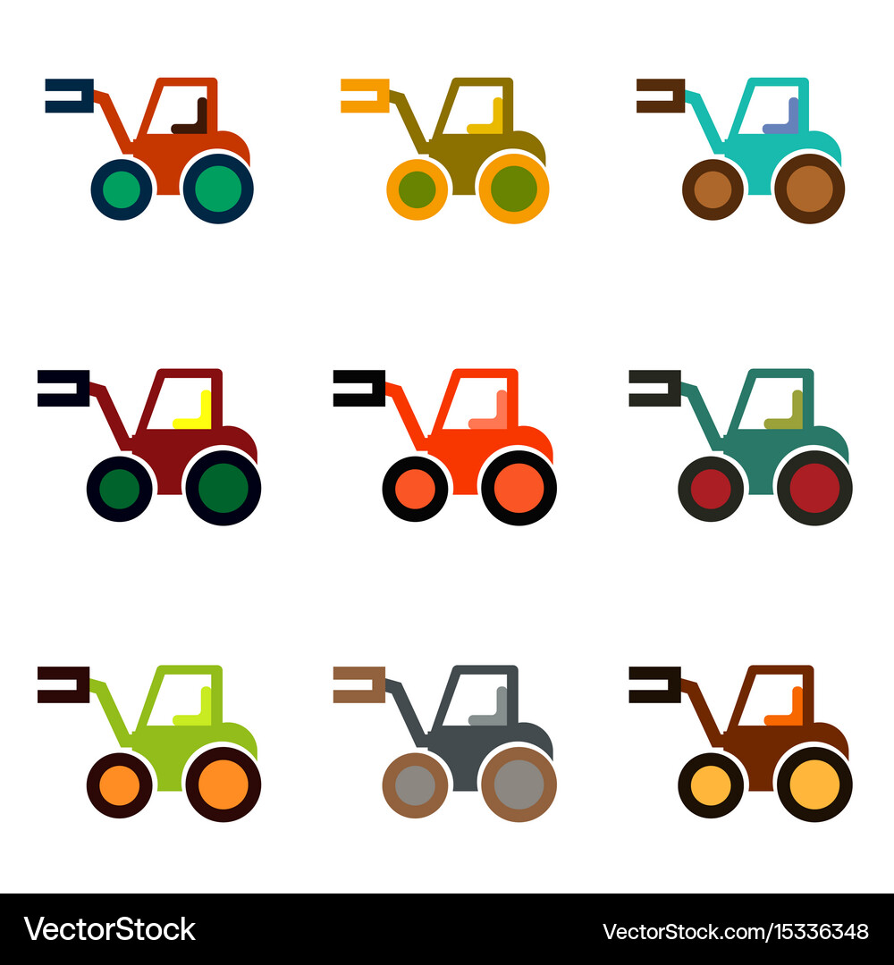 In flat style tractor Royalty Free Vector Image