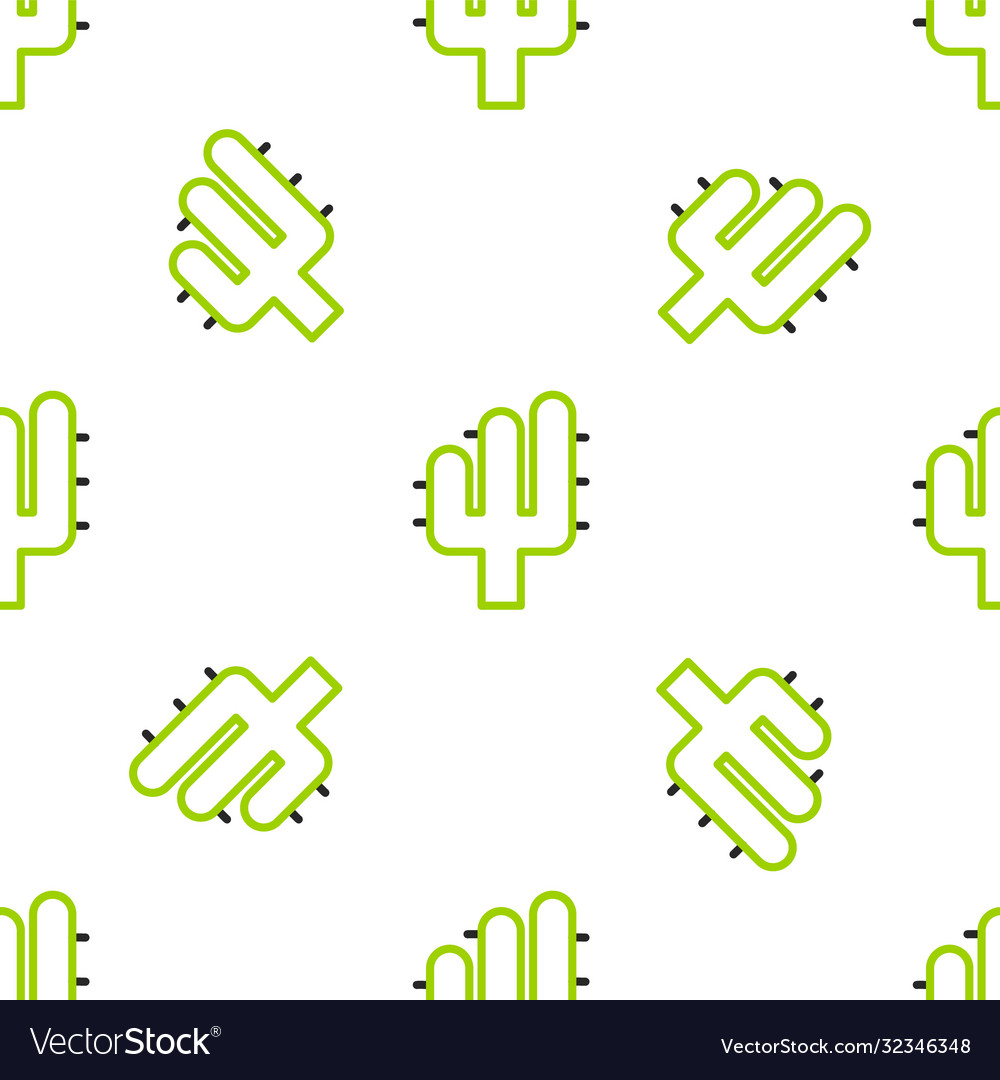 Line cactus icon isolated seamless pattern vector image Line cactus icon isolated seamless pattern