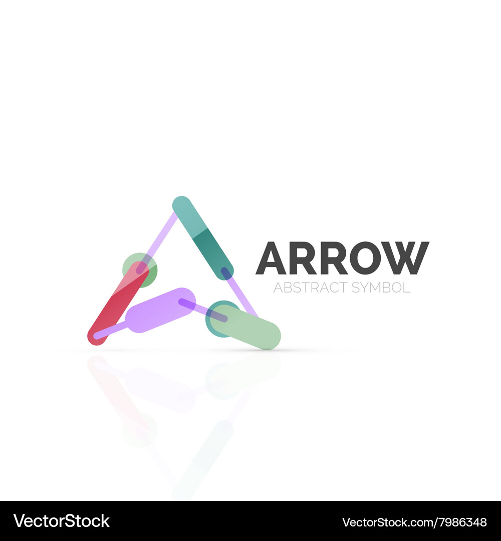 Linear arrow abstract logo connected multicolored Vector Image