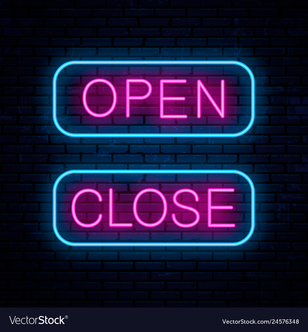 open-and-close-neon-signs-royalty-free-vector-image