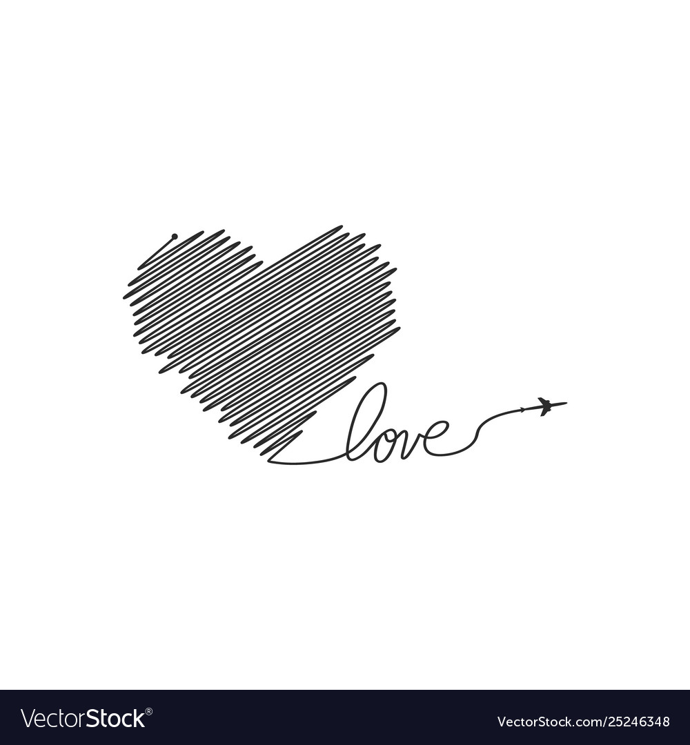 Plane and its track in shape a heart vector image Plane and its track in shape a heart