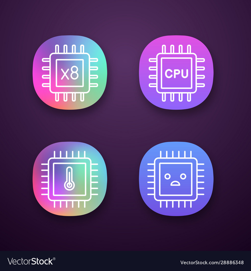 Processors app icons set vector image Processors app icons set