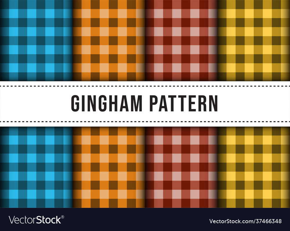 Set collection checkered gingham pattern vector image Set collection checkered gingham pattern