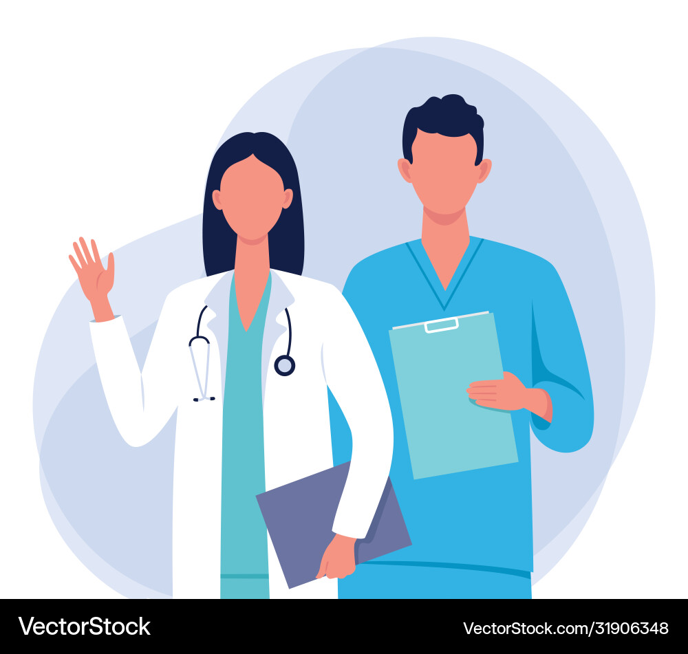 Set doctors and nurses Royalty Free Vector Image