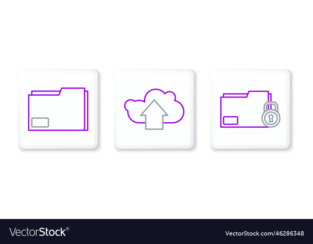 Set line folder and lock document Vector Image Set line folder and lock document