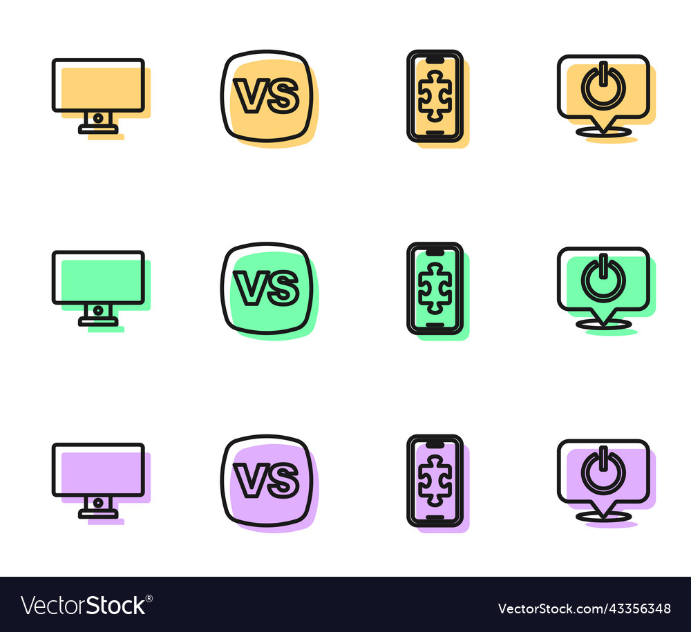Set line mobile gaming computer monitor vs vector image Set line mobile gaming computer monitor vs