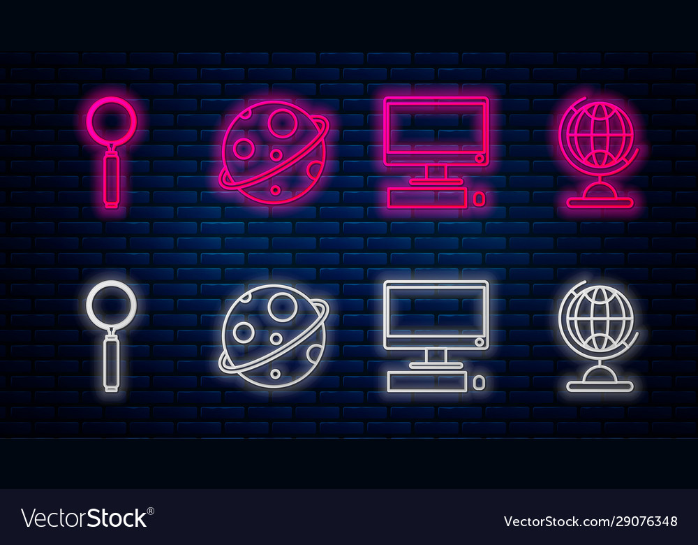 Set line planet computer monitor with keyboard vector image Set line planet computer monitor with keyboard