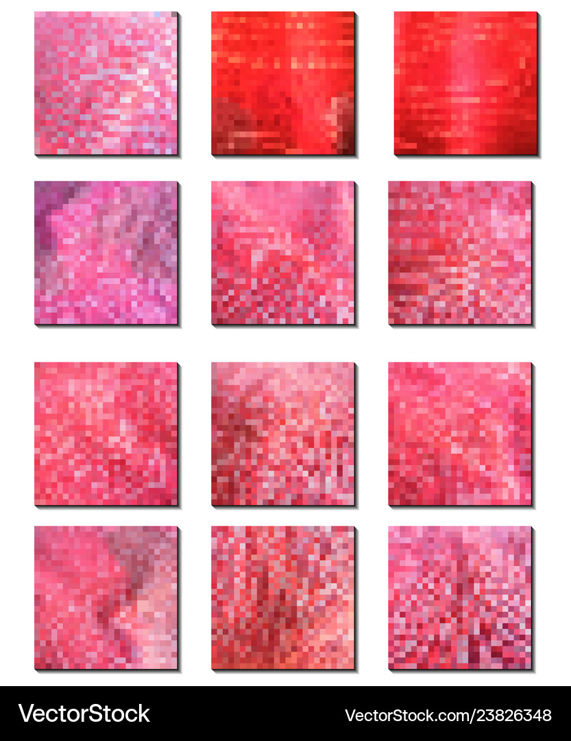Shades of red set of pixel patterns Royalty Free Vector