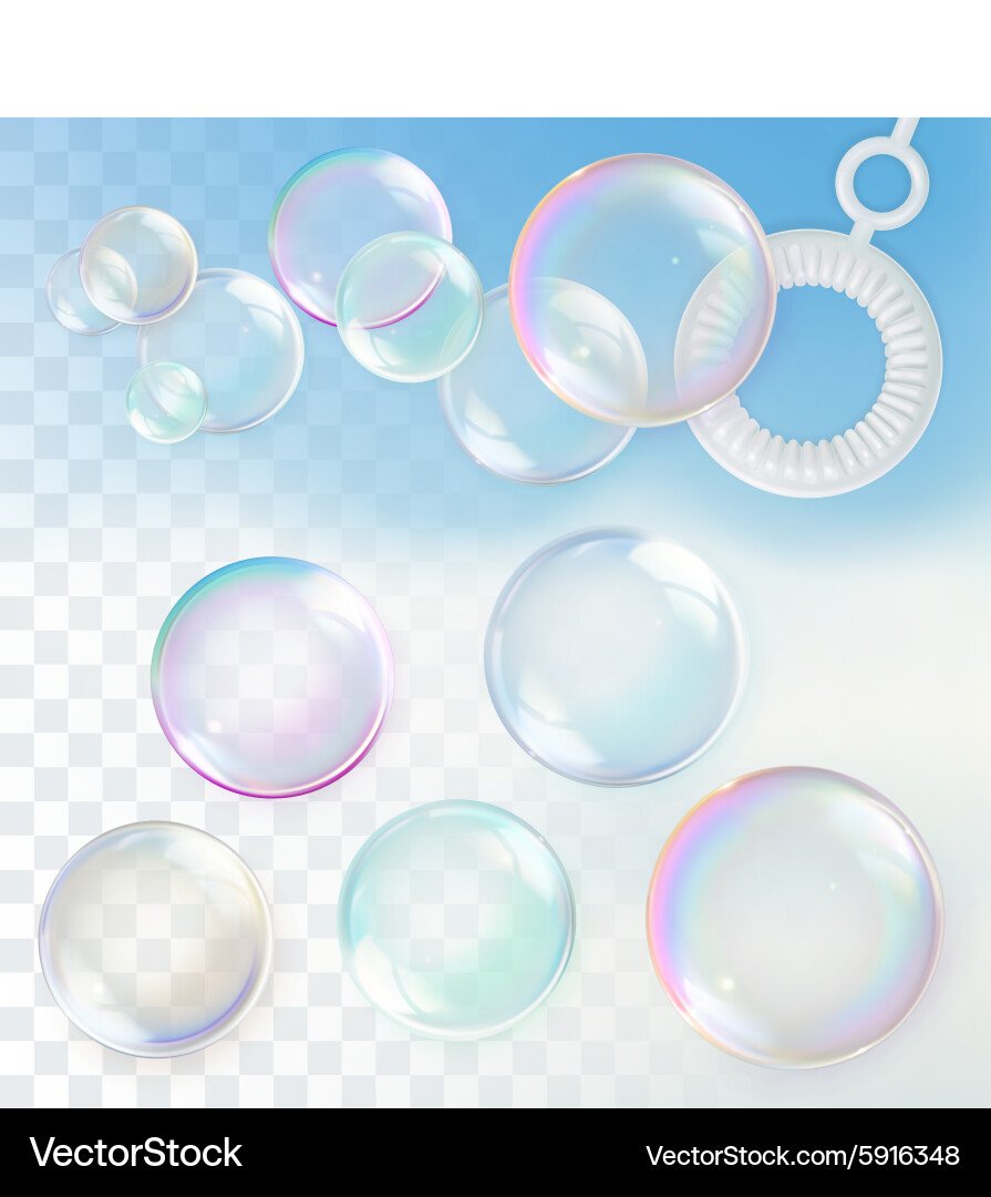 Soap bubbles with transparency Royalty Free Vector Image
