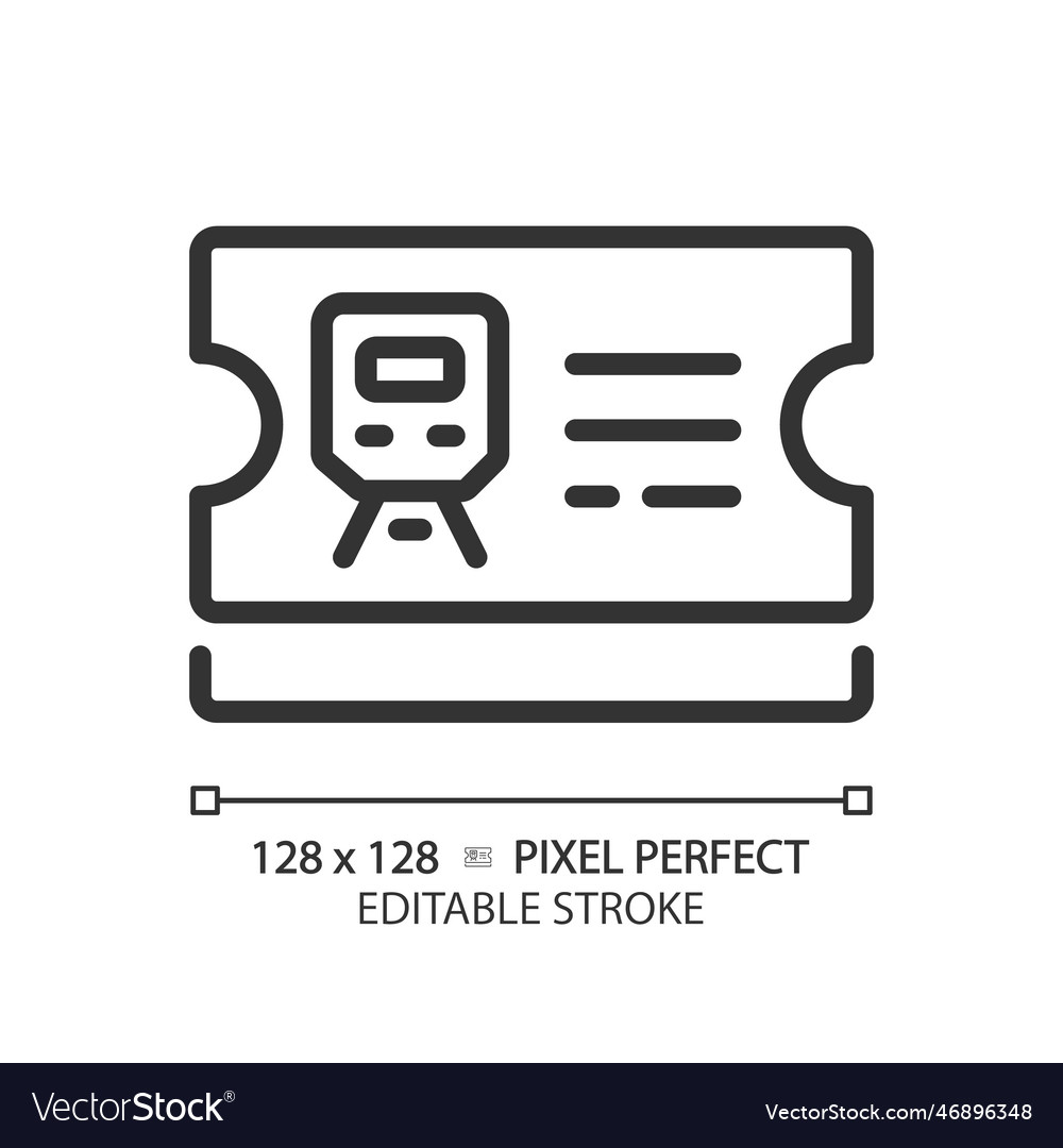 Ticket control pixel perfect linear icon vector image Ticket control pixel perfect linear icon