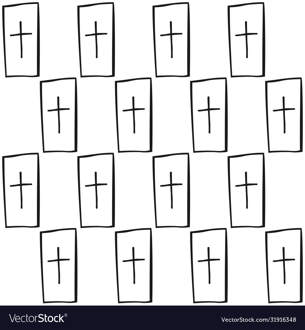 Tombstone with cross seamless pattern vector image Tombstone with cross seamless pattern