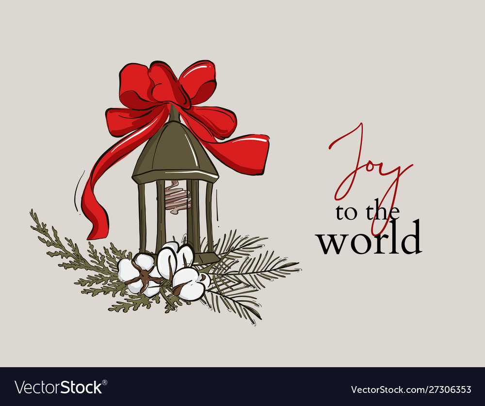 Christmas light greeting card with calligraphic Vector Image