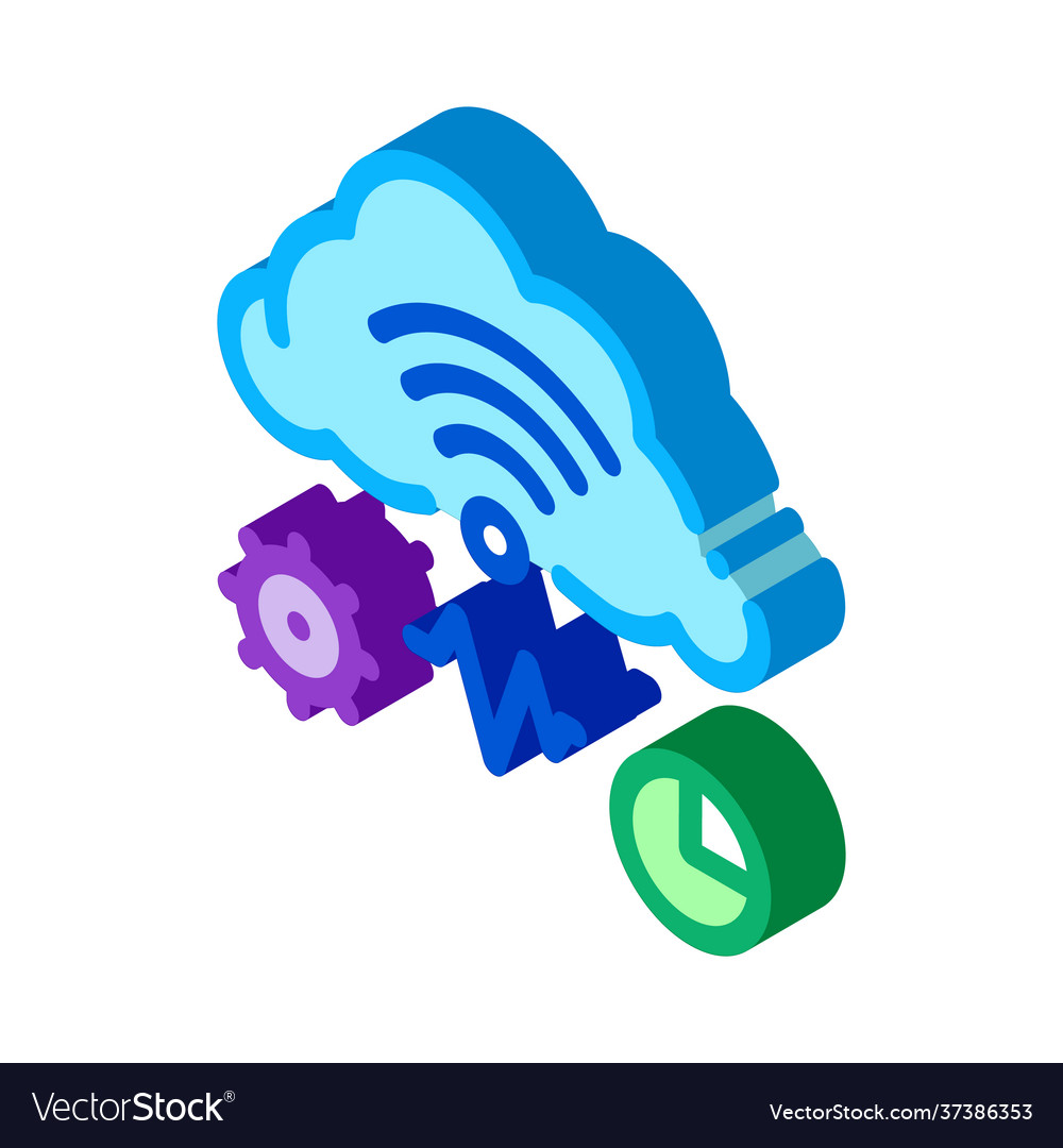 Cloud computing and machine learning isometric vector image Cloud computing and machine learning isometric