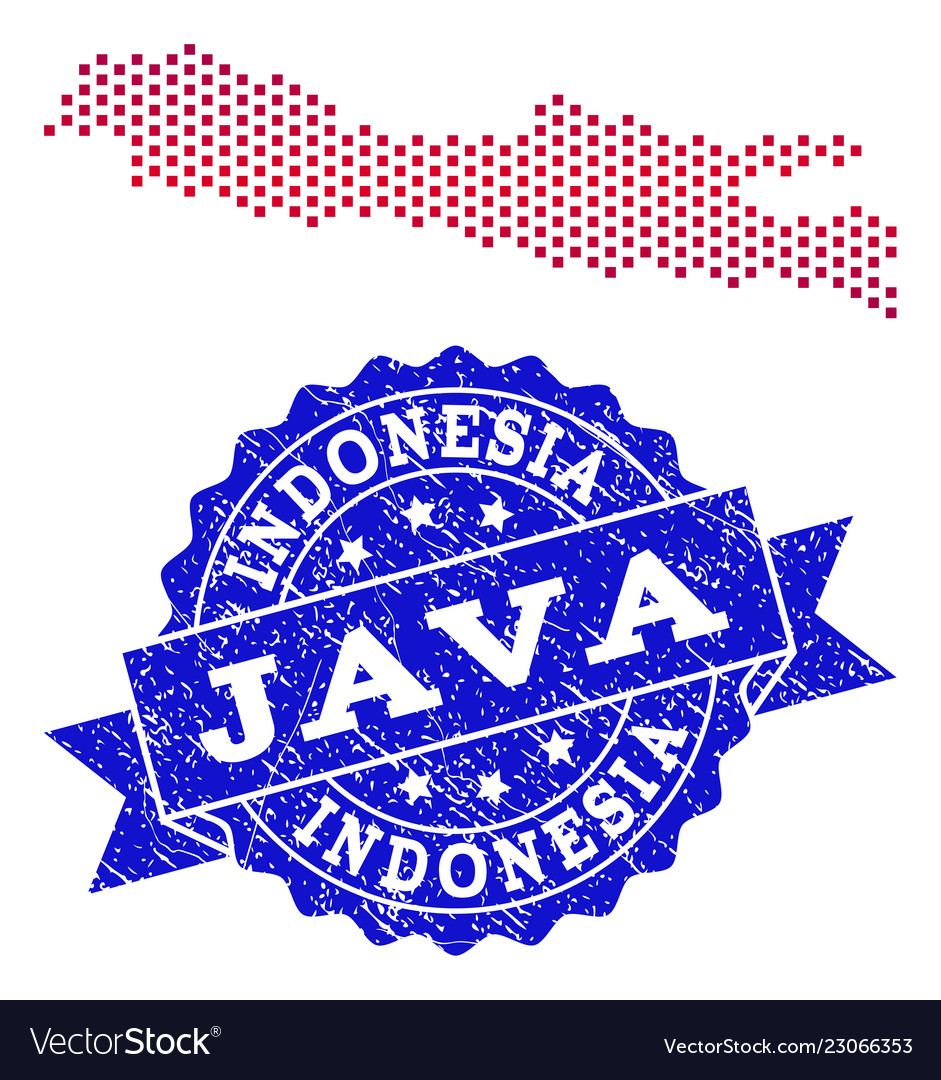 Collage of gradiented dotted map java island Vector Image Collage of gradiented dotted map java island