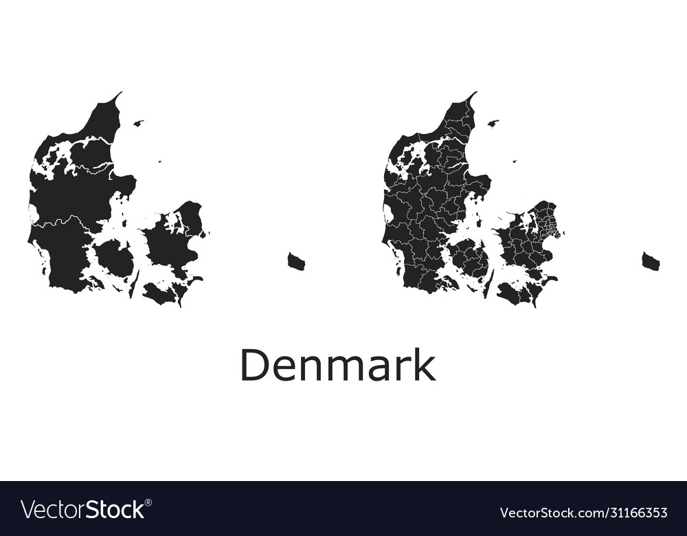 Denmark map with regional division