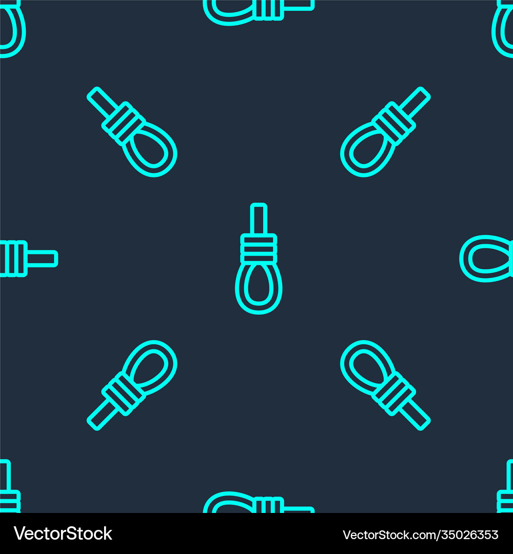 Green line gallows rope loop hanging icon isolated