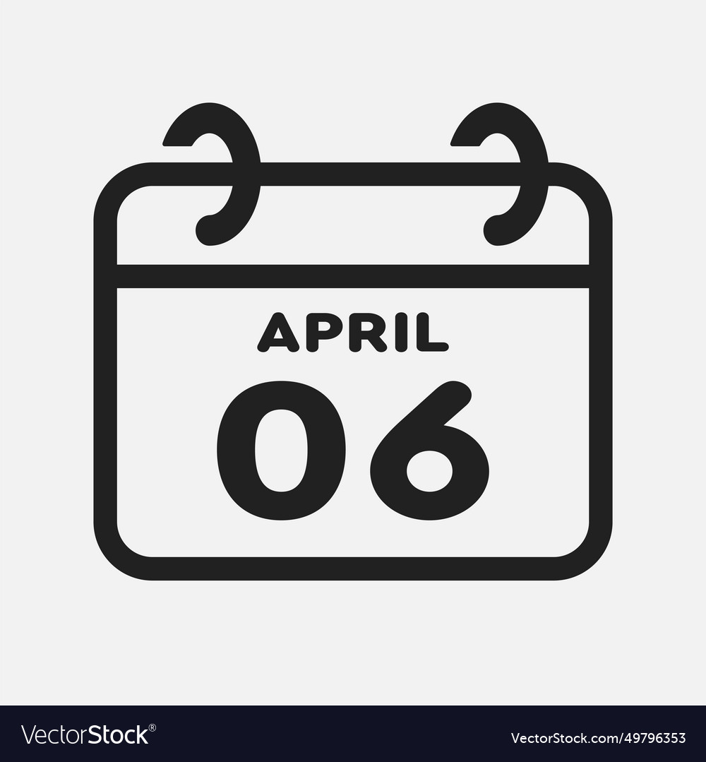 Icon page calendar day - 6 april Royalty Free Vector Image