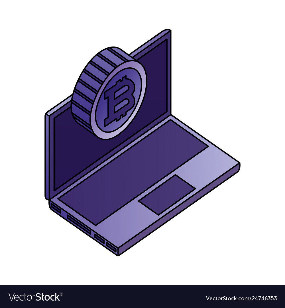 Laptop computer bitcoin network data Vector Image Laptop computer bitcoin network data