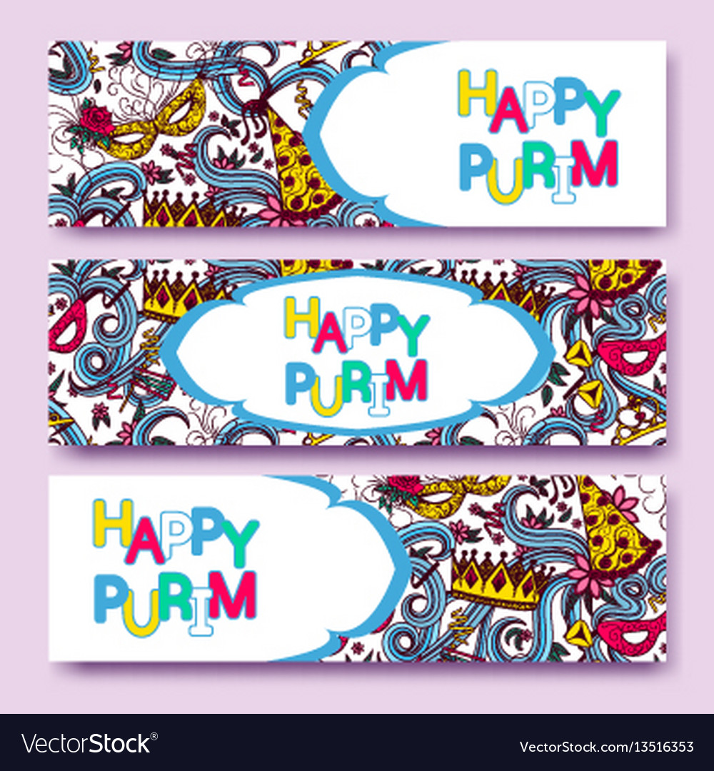 Purim colorful banners collection