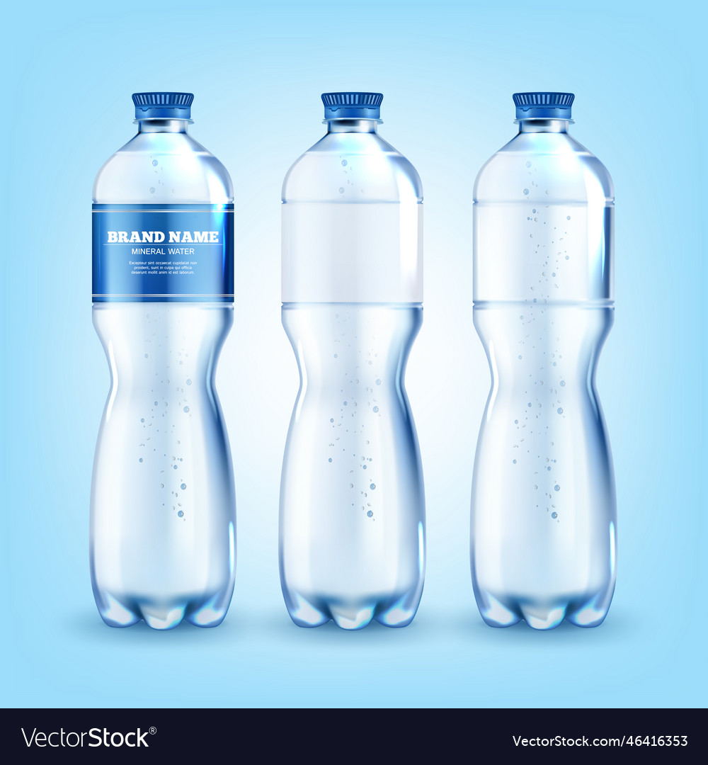 Realistic detailed 3d mineral water plastic bottle