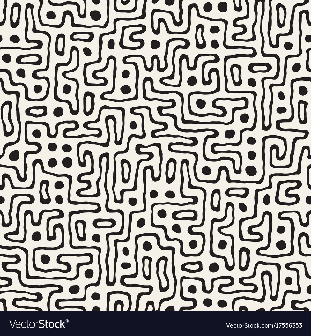 Seamless pattern with maze lines monochrome