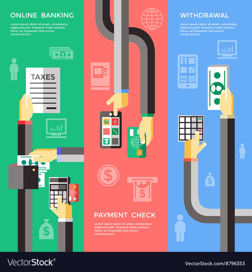 Self Service For Banking Operations Banners Vector Image